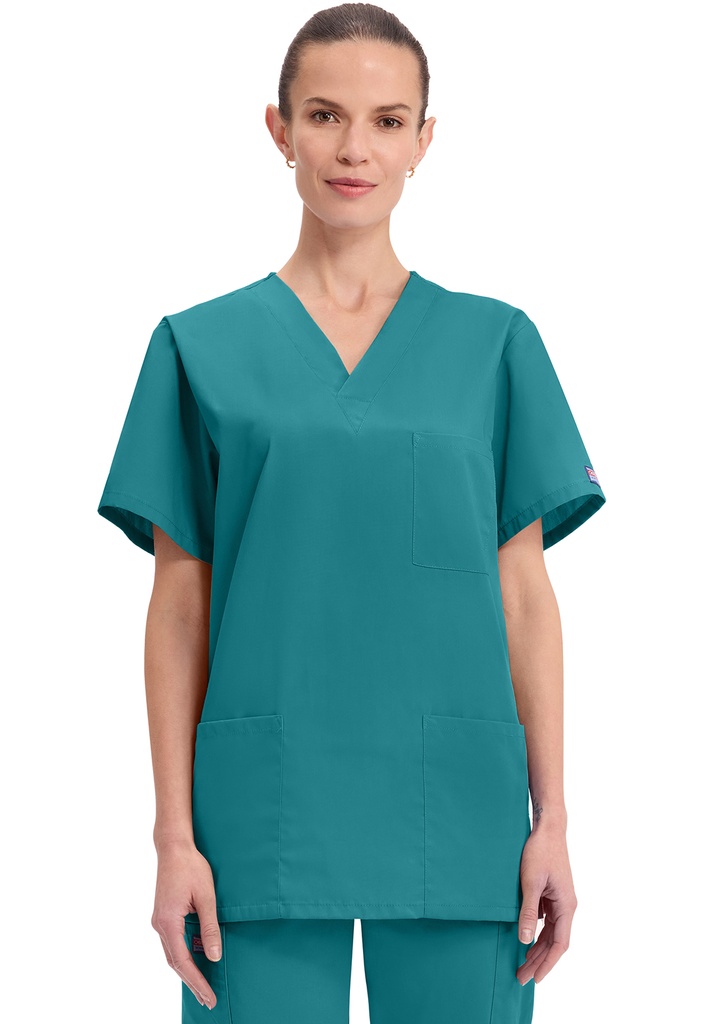 Unisex V-Neck Top (XXS, Teal Blue)