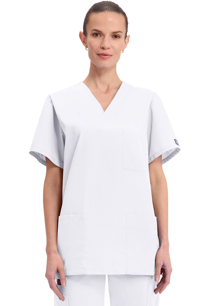 Unisex V-Neck Top (XXS, White)