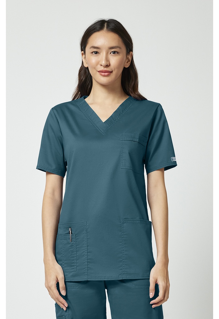 Unisex V-Neck Top (XXS, Caribbean Blue)