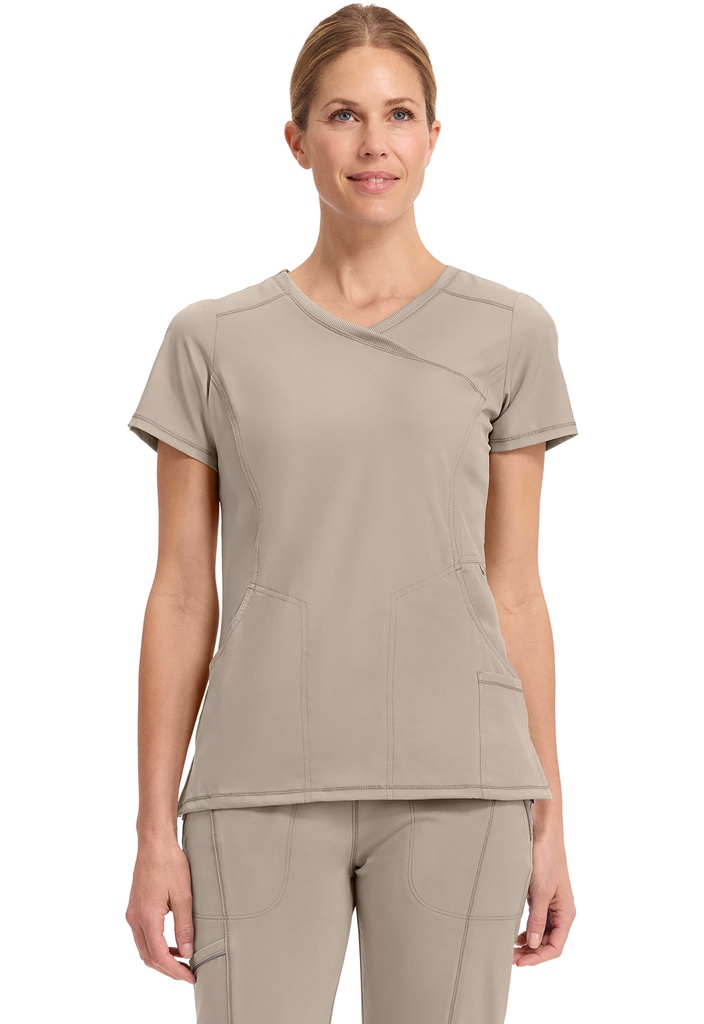 Mock Wrap Top (XS, Khaki)
