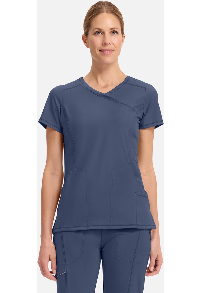 Mock Wrap Top (XS, Navy)