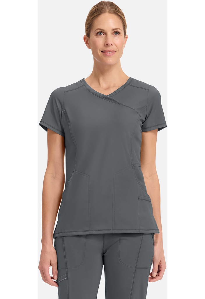 Mock Wrap Top (XS, Pewter)