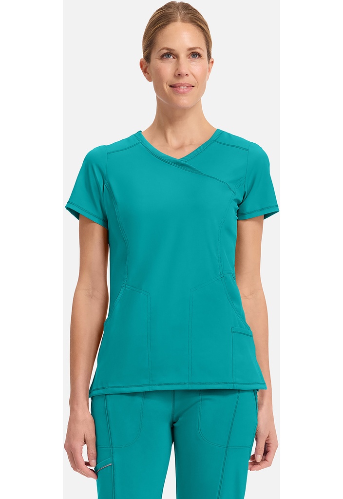 Mock Wrap Top (XS, Teal Blue)