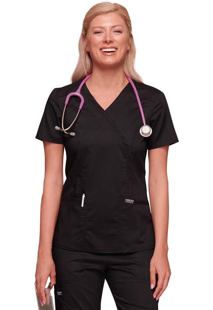Mock Wrap Top (XXS, Black)