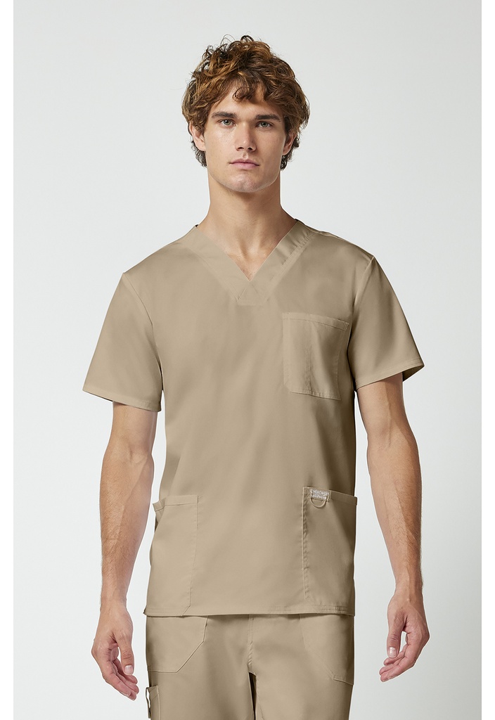 Men's V-Neck Top (XS, Khaki)