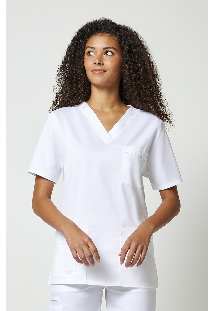 Unisex V-Neck Top (XXS, White)