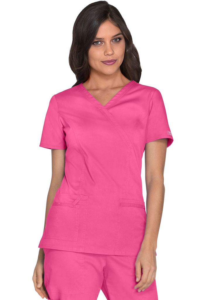 Mock Wrap Top (XXS, Shocking Pink)