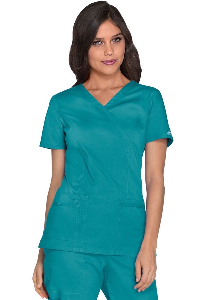 Mock Wrap Top (XXS, Teal Blue)