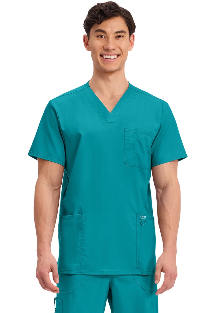 Men's V-Neck Top (XS, Teal Blue)