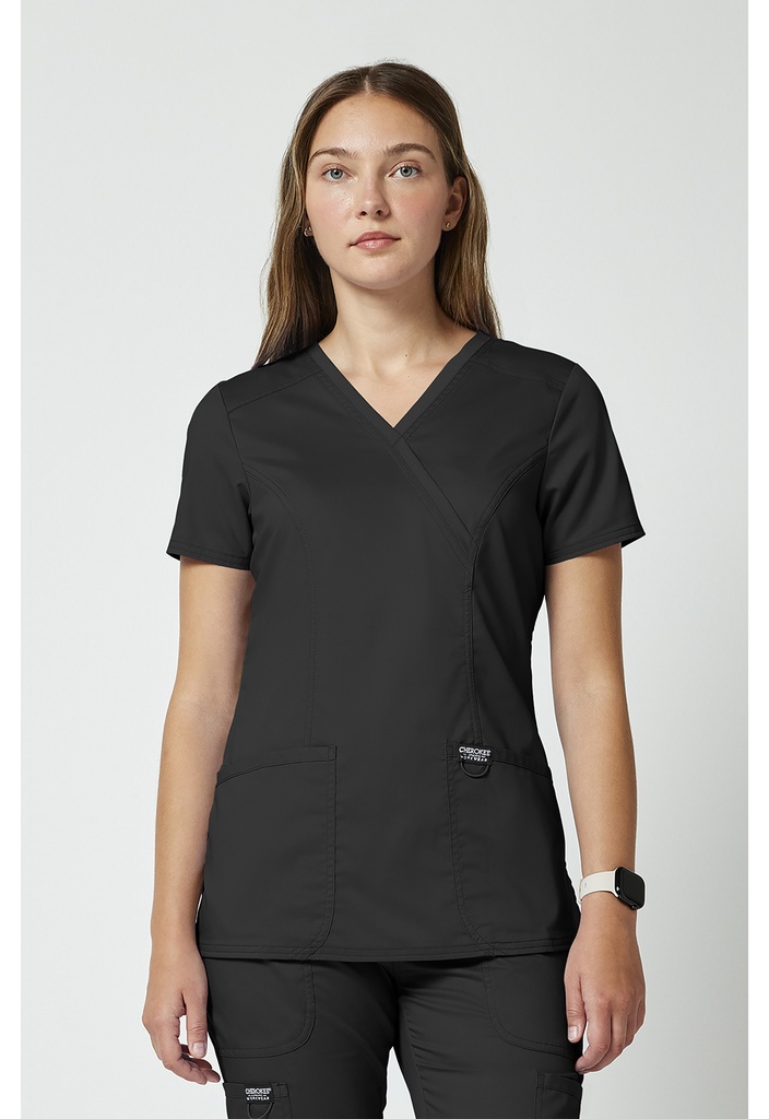 Mock Wrap Top (XS, Black)