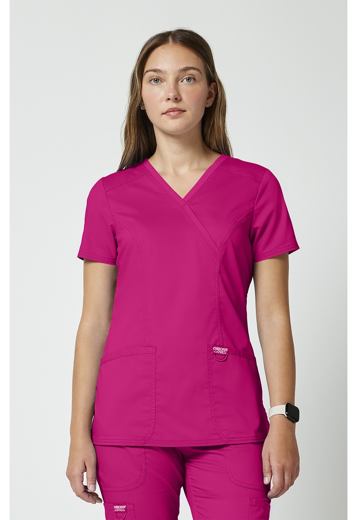 Mock Wrap Top (XS, Electric Pink)