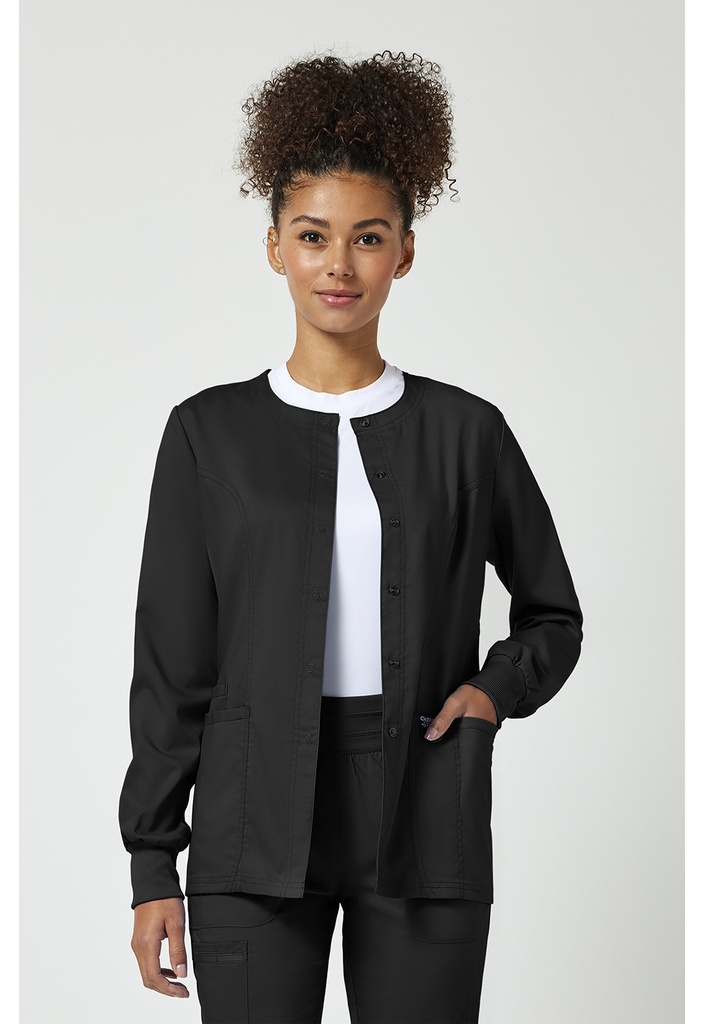 Snap Front Warm-up Jacket (XXS, Black)