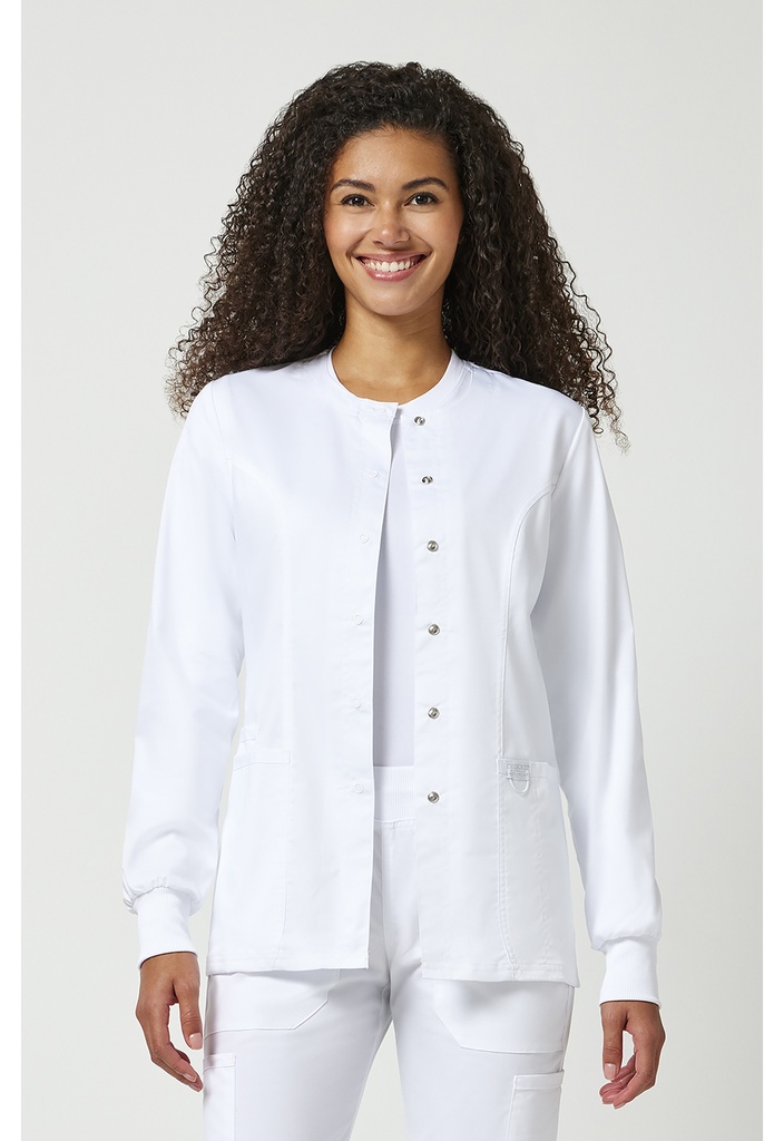 Snap Front Warm-up Jacket (XXS, White)