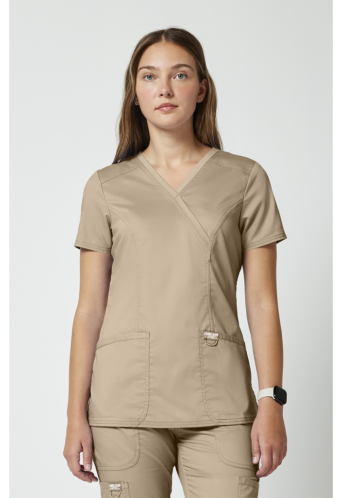 Mock Wrap Top (XS, Khaki)