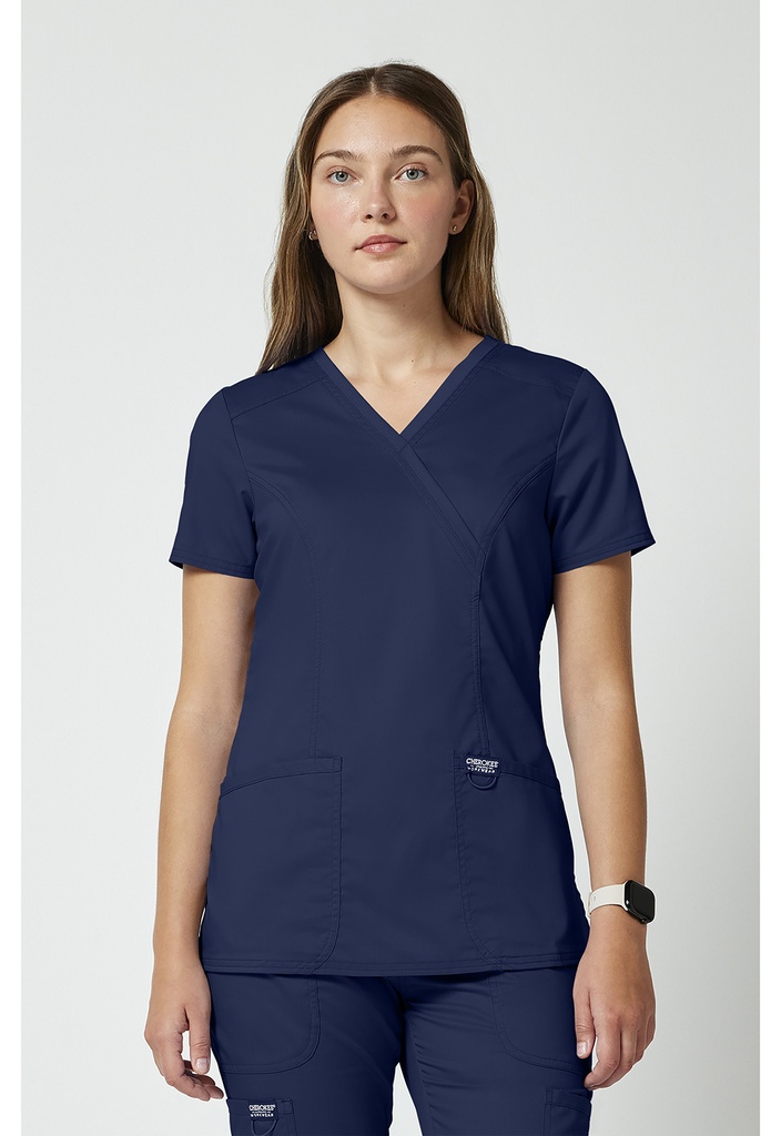 Mock Wrap Top (XS, Navy)
