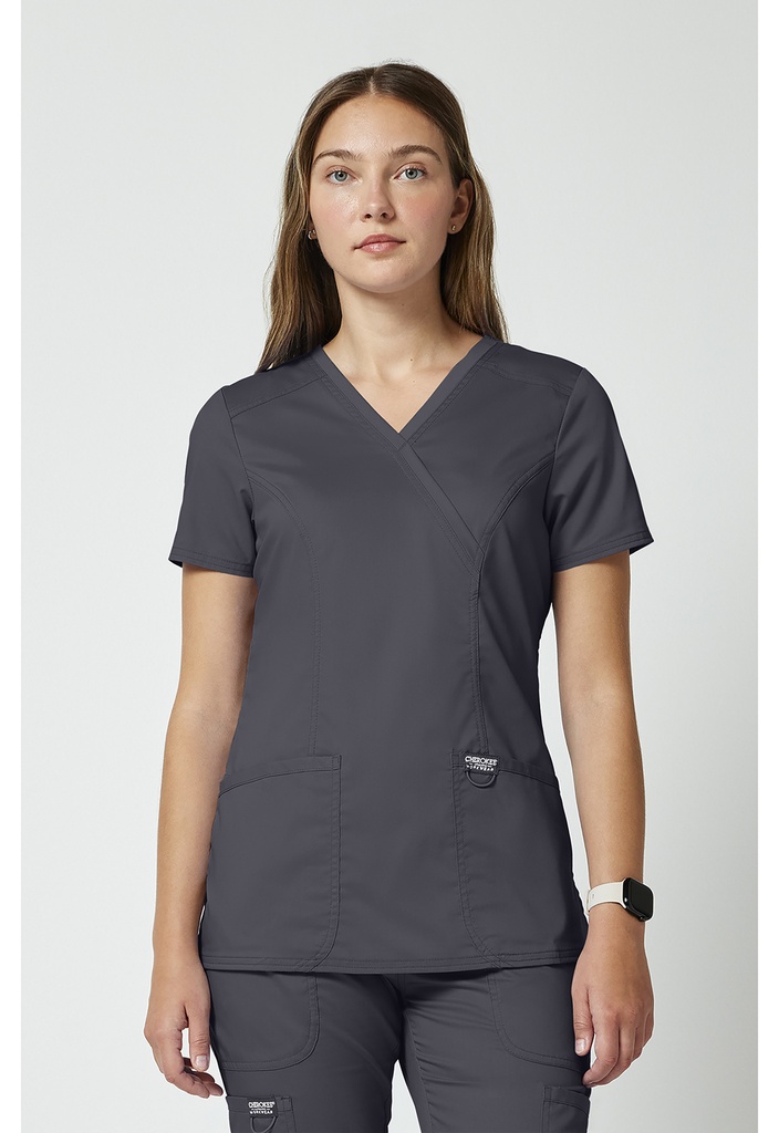 Mock Wrap Top (XS, Pewter)