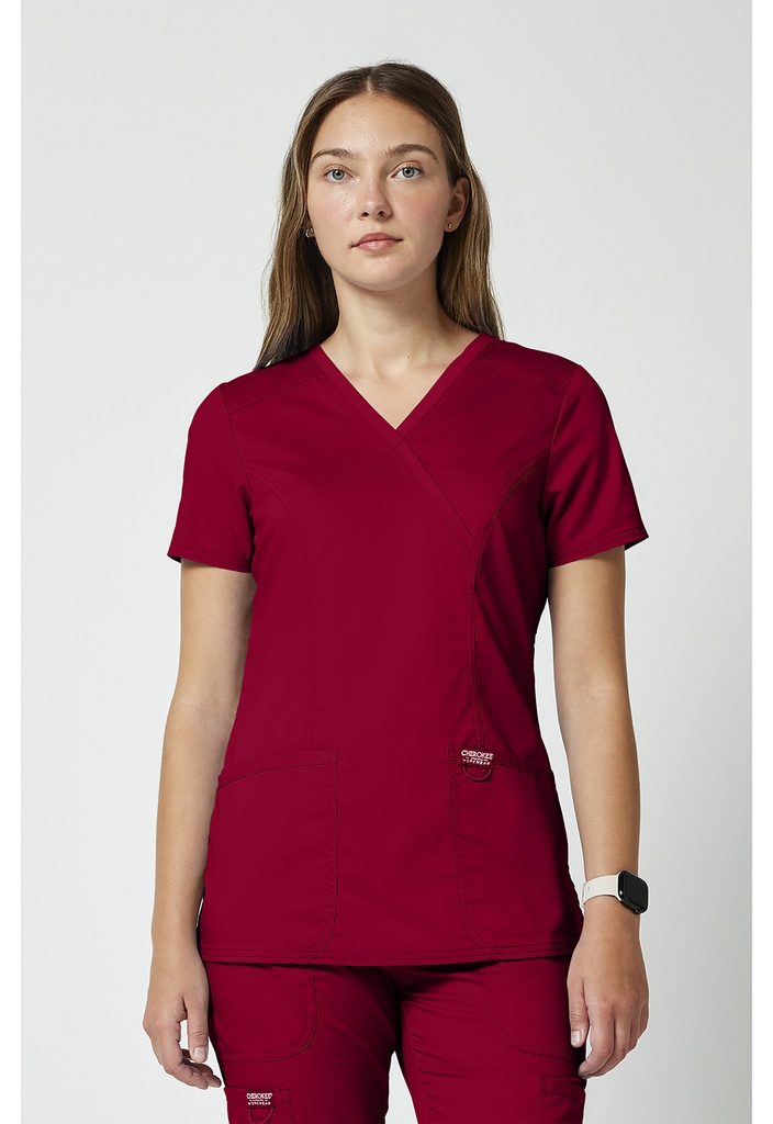 Mock Wrap Top (XS, Red)