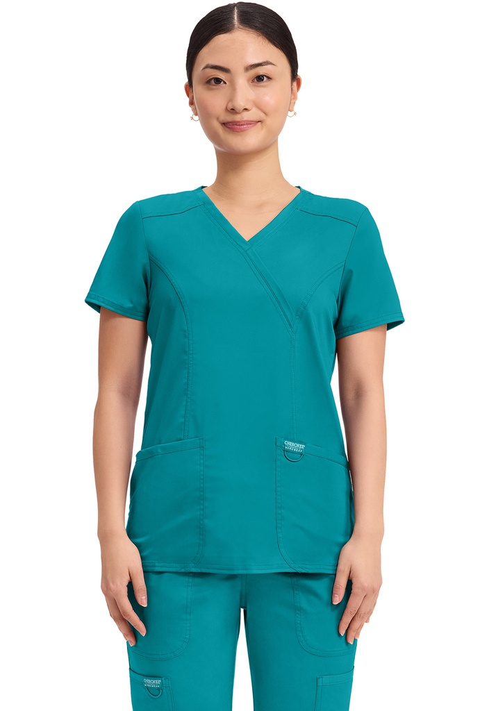 Mock Wrap Top (XS, Teal Blue)
