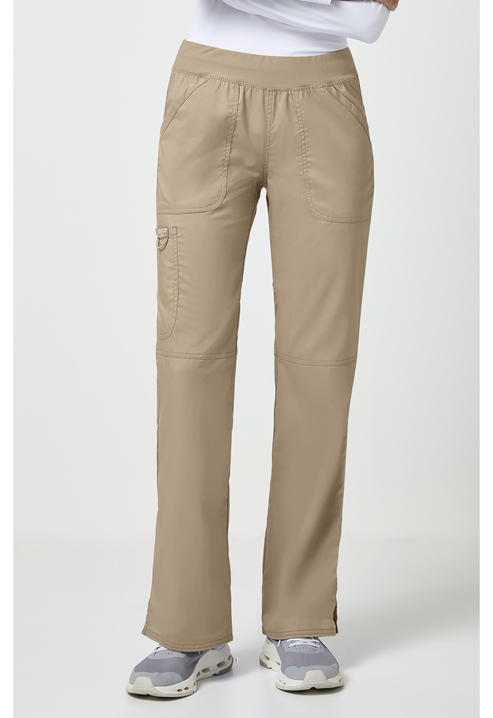 Mid Rise Straight Leg Pull-on Pant (XS, Khaki)
