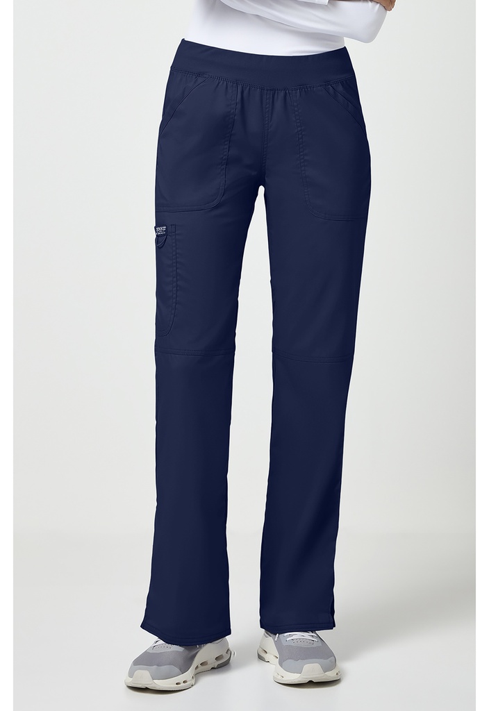 Mid Rise Straight Leg Pull-on Pant (XS, Navy)