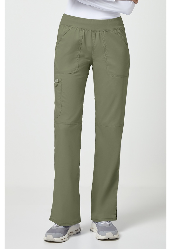 Mid Rise Straight Leg Pull-on Pant (XS, Olive)
