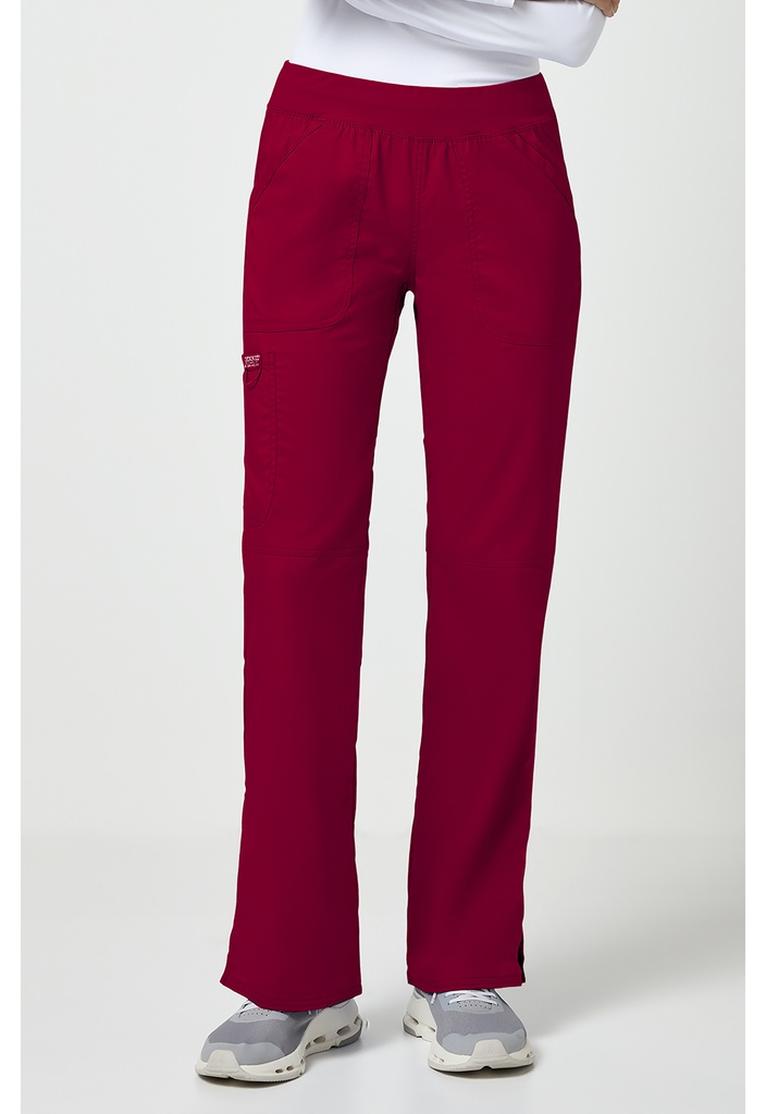 Mid Rise Straight Leg Pull-on Pant (XS, Red)