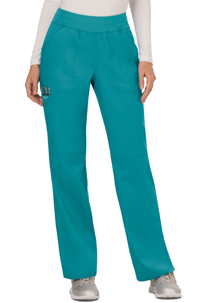 Mid Rise Straight Leg Pull-on Pant (XS, Teal Blue)