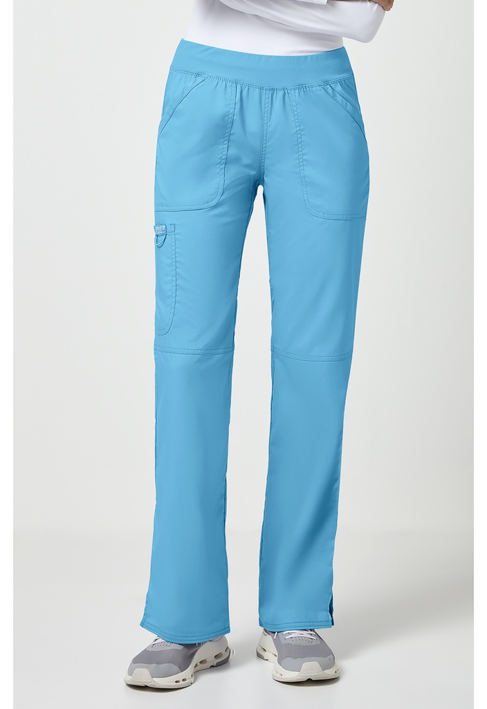 Mid Rise Straight Leg Pull-on Pant (XS, Turquoise)