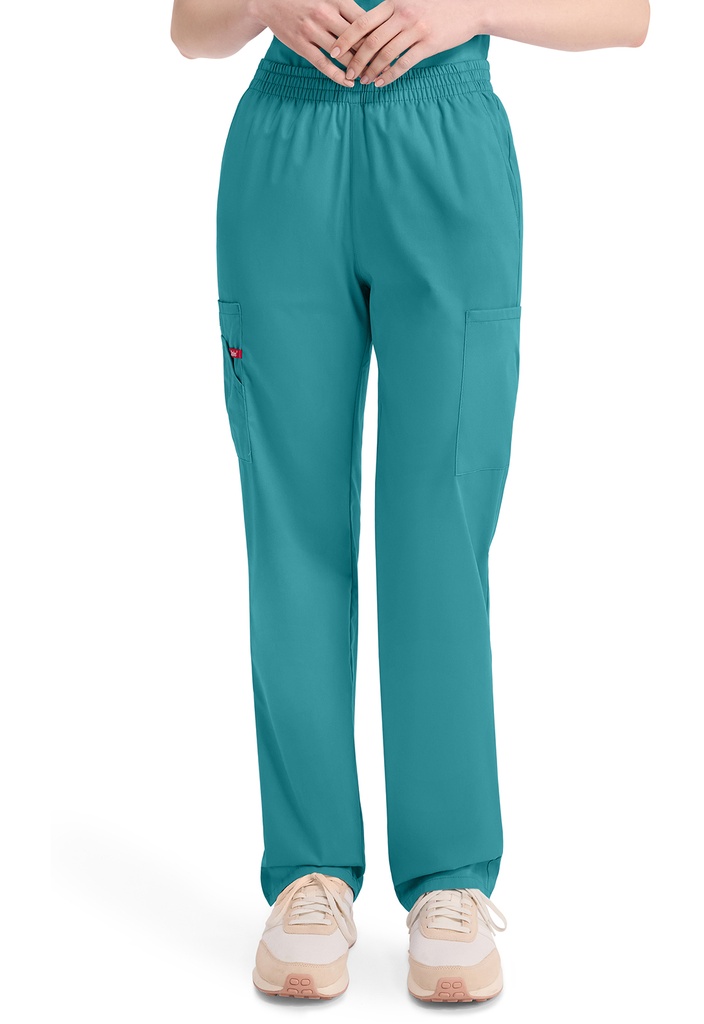 Natural Rise Tapered Leg Pull-on Pant (XXS, Teal Blue)