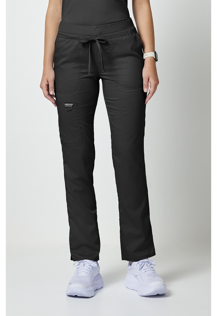 Mid Rise Tapered Leg Drawstring Pant (XXS, Black)