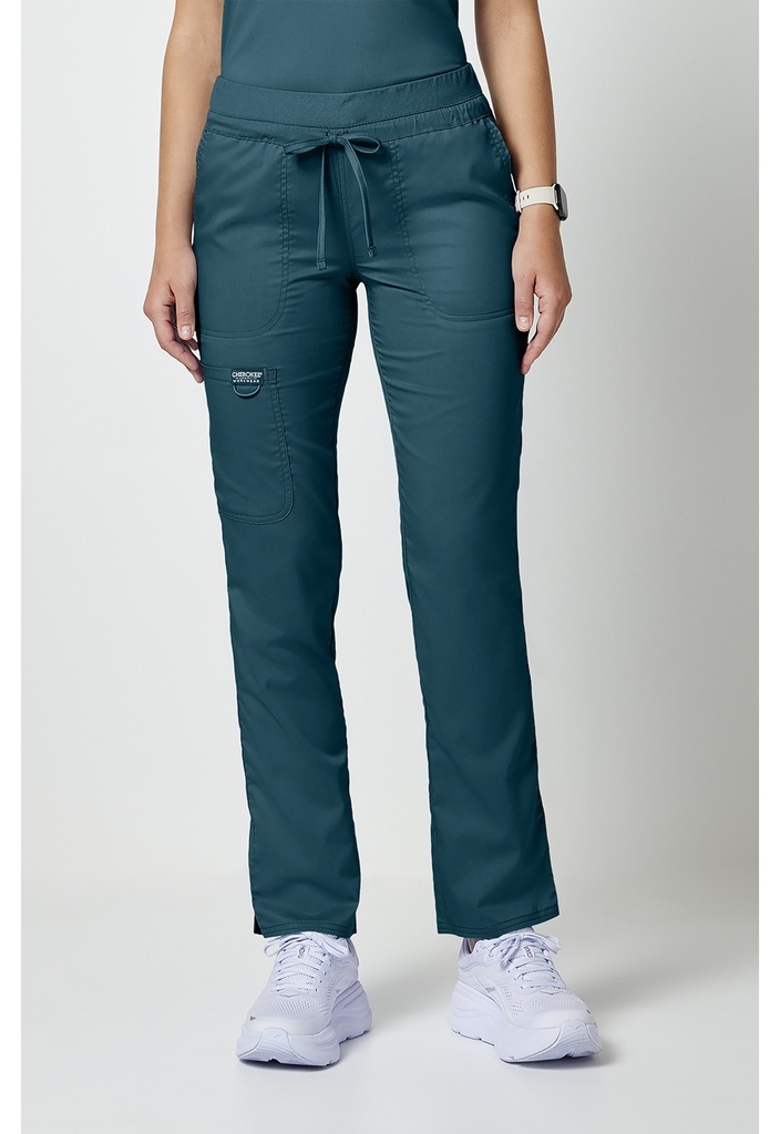 Mid Rise Tapered Leg Drawstring Pant (XXS, Caribbean Blue)