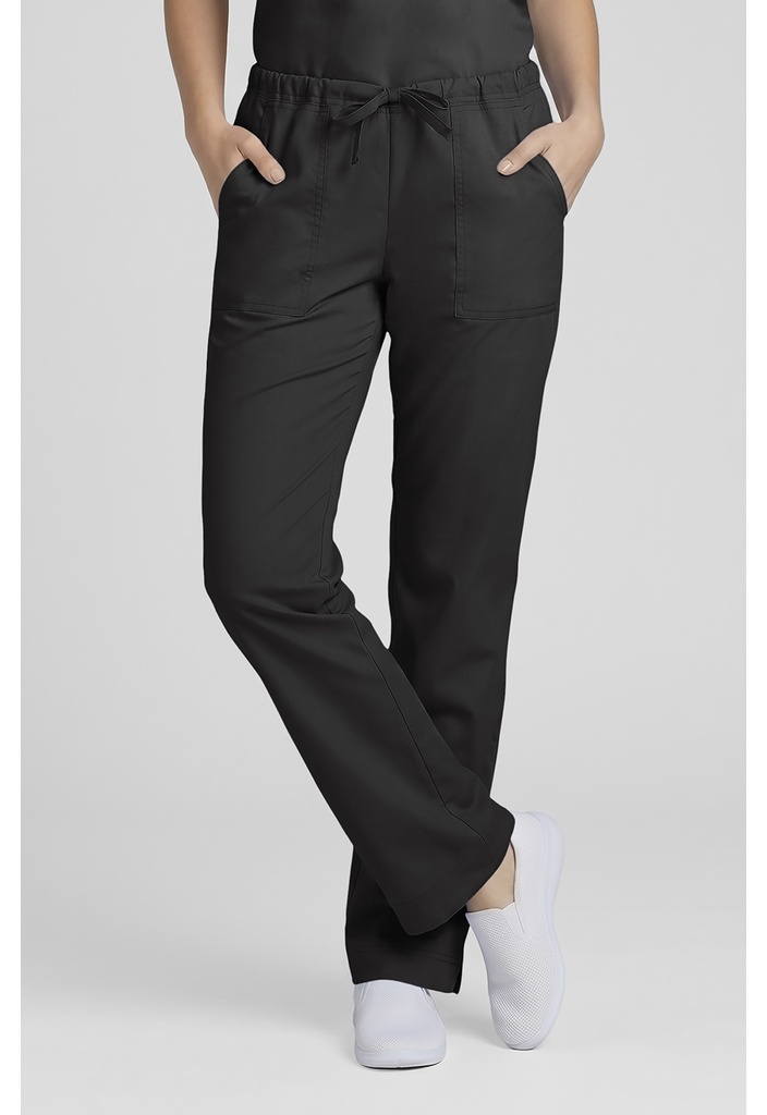Mid Rise Slim Straight Drawstring Pant (XXS, Black)