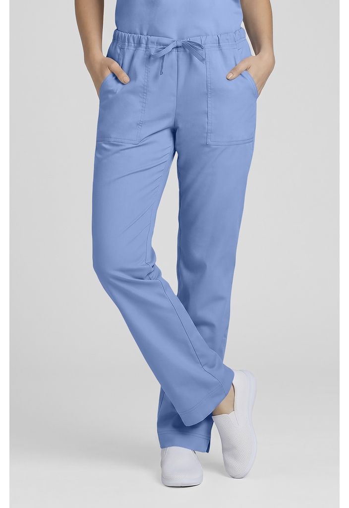 Mid Rise Slim Straight Drawstring Pant (XXS, Ciel Blue)