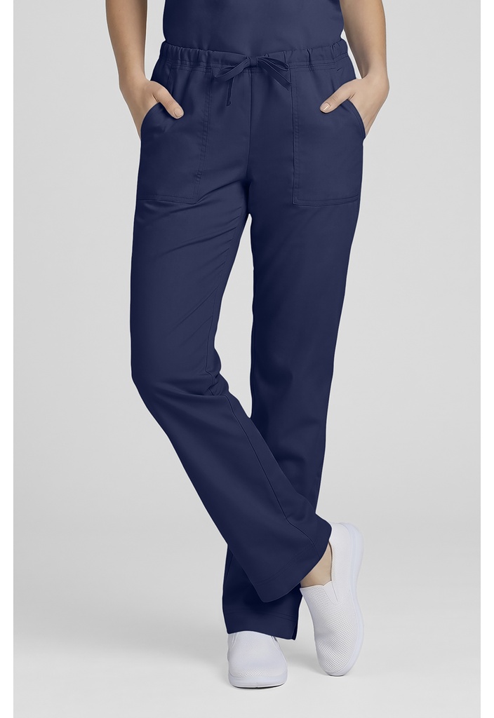 Mid Rise Slim Straight Drawstring Pant (XXS, Navy)