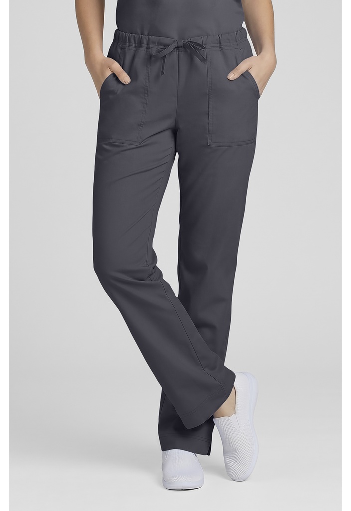 Mid Rise Slim Straight Drawstring Pant (XXS, Pewter)