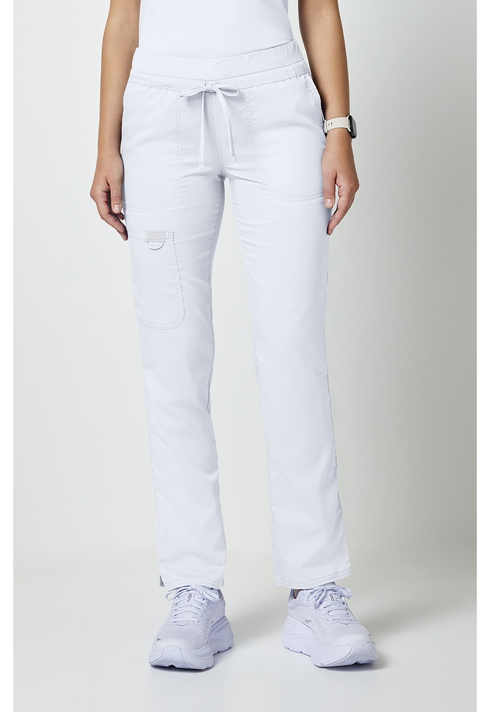 Mid Rise Tapered Leg Drawstring Pant (XXS, White)