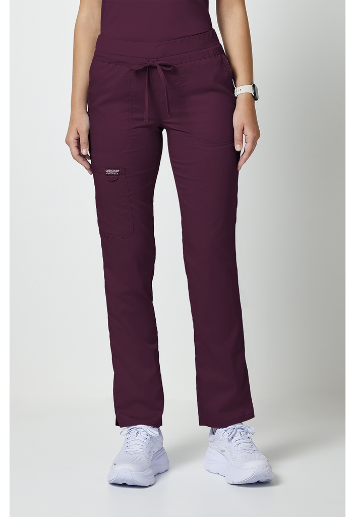 Mid Rise Tapered Leg Drawstring Pant (XXS, Wine)