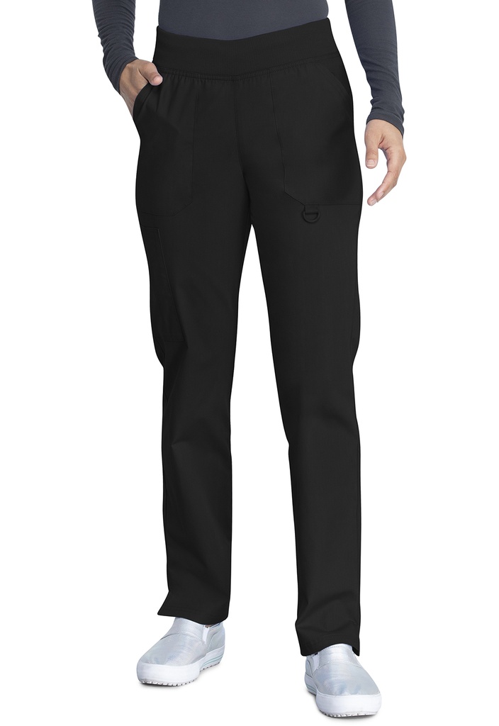 Mid Rise Tapered Leg Pull-on Pant (XXS, Black)
