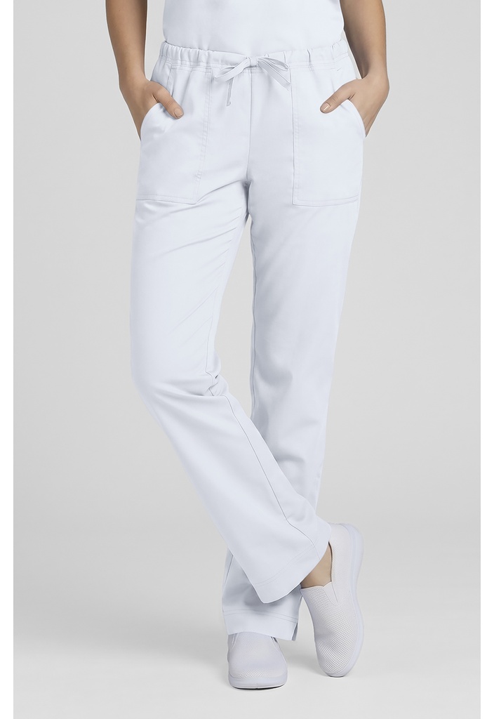 Mid Rise Slim Straight Drawstring Pant (XXS, White)