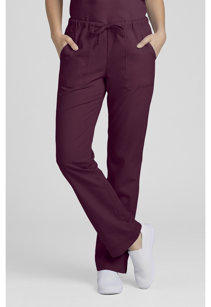 Mid Rise Slim Straight Drawstring Pant (XXS, Wine)
