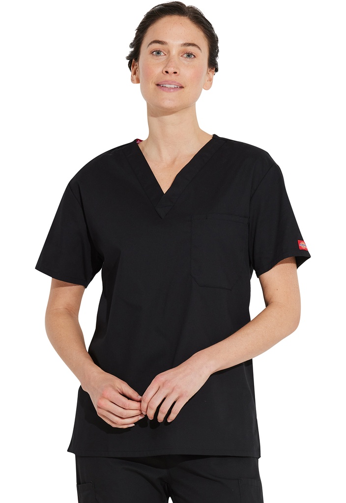 Unisex Tuckable V-Neck Top (XXS, Black)