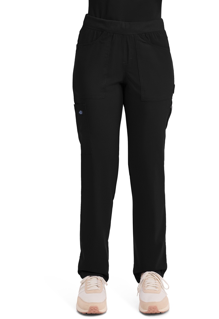 Mid Rise Tapered Leg Pull-on Pant (XXS, Black)