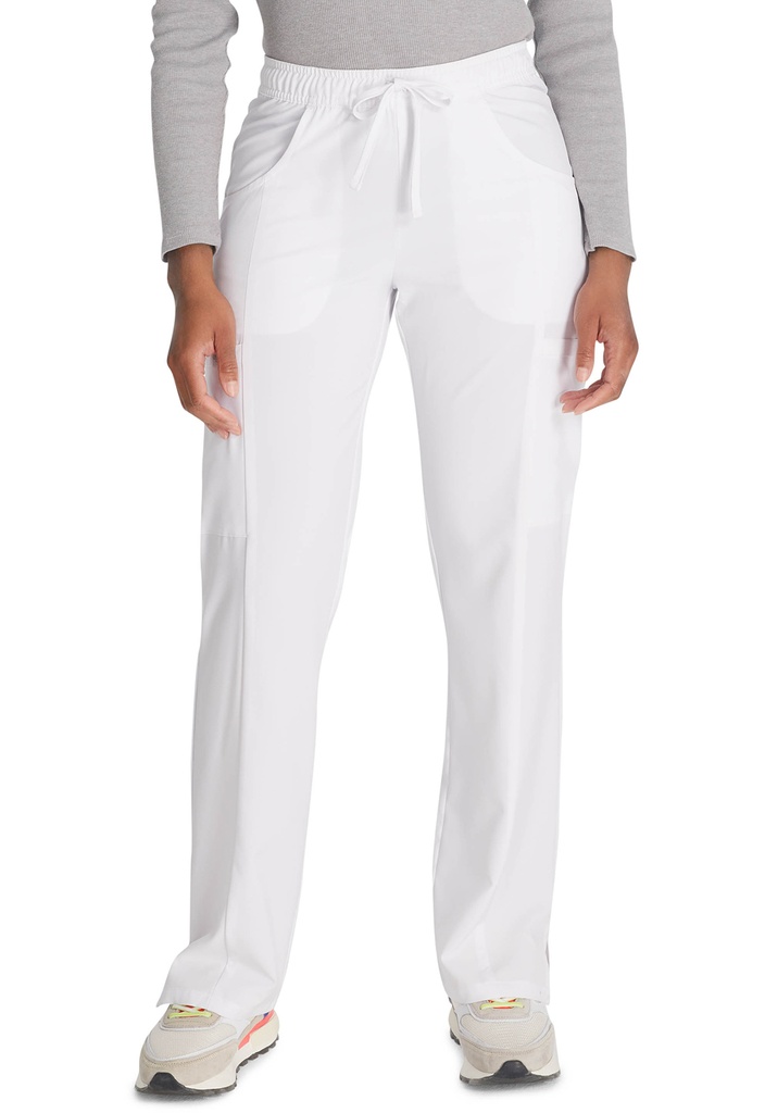 Mid Rise Straight Leg Drawstring Pant (XXS, White)
