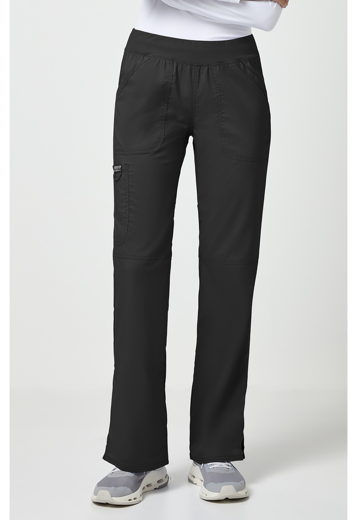 Mid Rise Straight Leg Pull-on Pant (XS, Black)