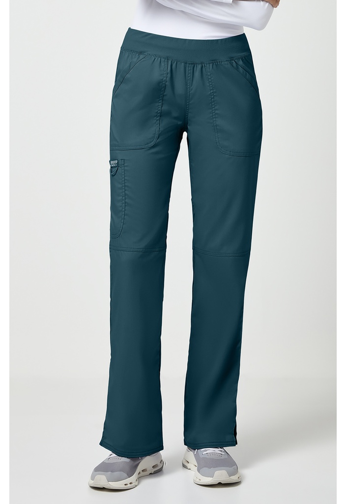 Mid Rise Straight Leg Pull-on Pant (XS, Caribbean Blue)