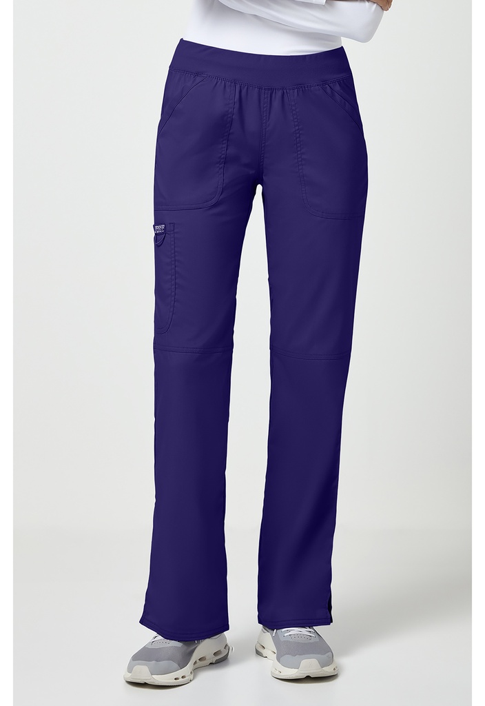 Mid Rise Straight Leg Pull-on Pant (XS, Grape)