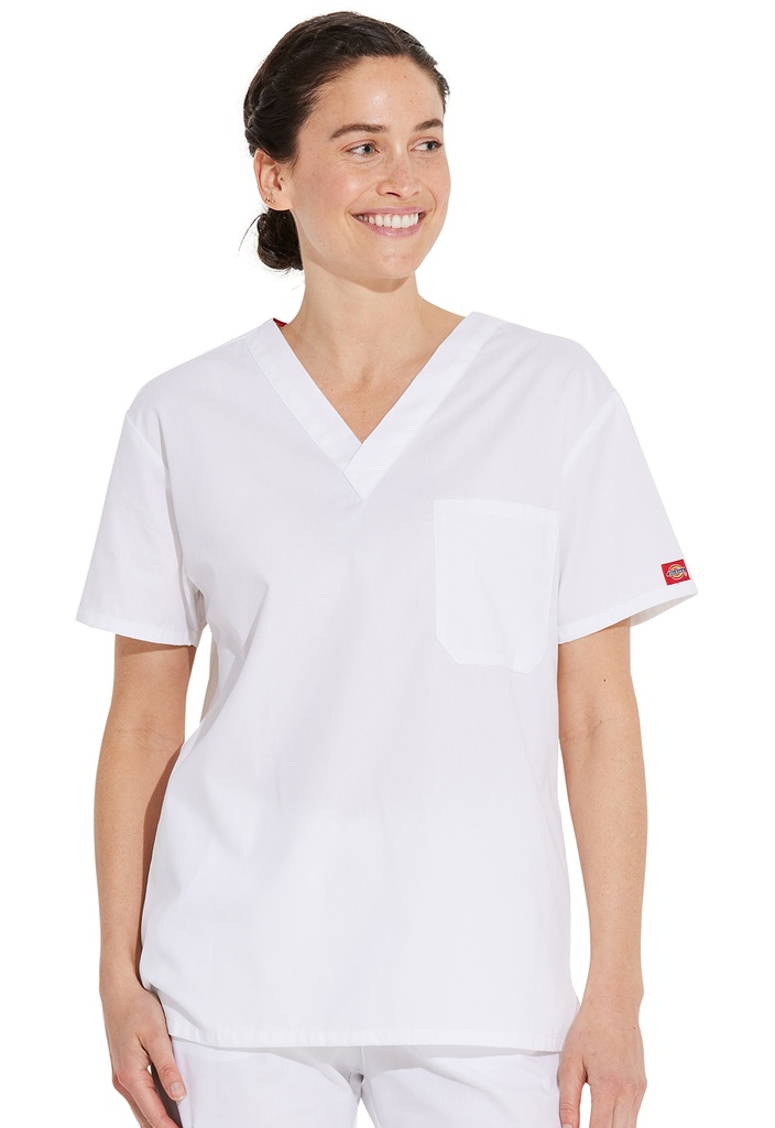 Unisex Tuckable V-Neck Top (XXS, White)