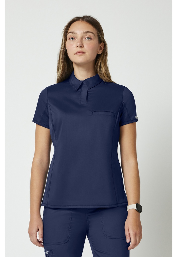 Tuckable Snap Front Polo Shirt (XXS, Navy)