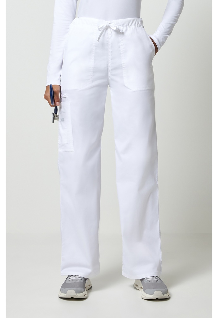 Unisex Drawstring Cargo Pant (XXS, White)