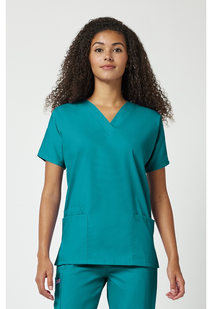 V-Neck Top (XS, Teal Blue)